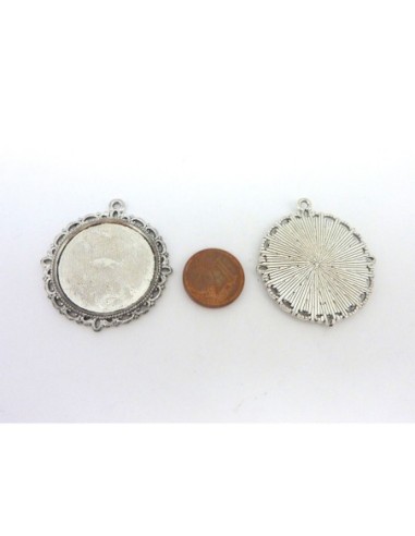 R-Lot de 2 Supports cabochon pendentif...