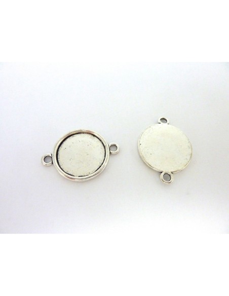 Supports cabochon connecteur rond pour cabochon 20mm en métal argenté