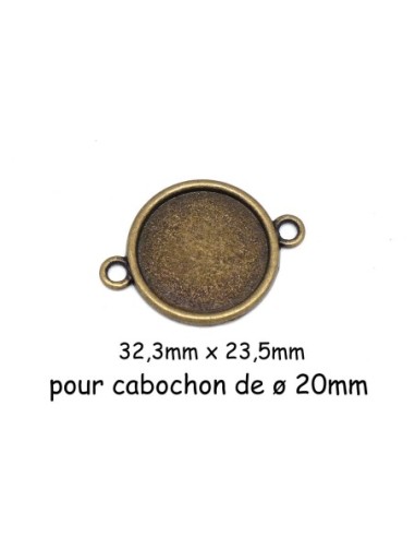 Perle connecteur rond pour cabochon 20mm en métal de couleur bronze