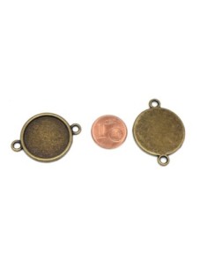 Perle connecteur rond pour cabochon 20mm en métal de couleur bronze 2