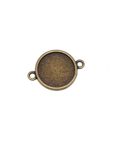 Connecteur rond pour cabochon 20mm en métal de couleur bronze