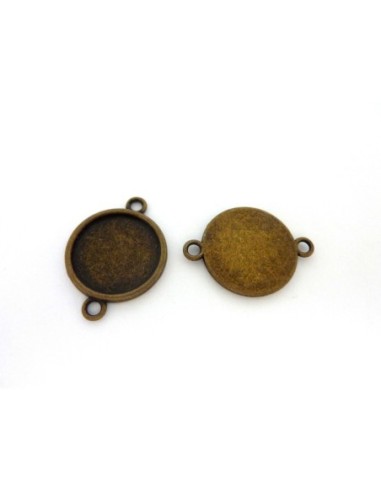 2 Supports cabochon connecteur rond pour cabochon 20mm en métal de couleur bronze