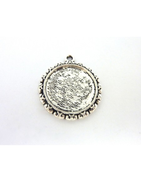 R-2 Supports cabochon pendentif rond pour cabochon de 20mm en métal argenté