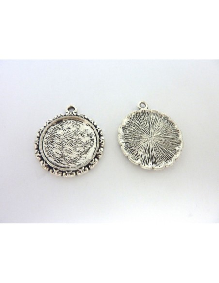 R-2 Supports cabochon pendentif rond pour cabochon de 20mm en métal argenté