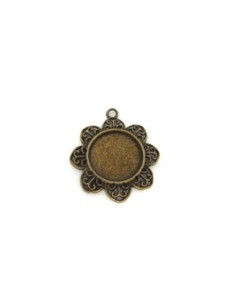 Support cabochon forme fleur pour cabochon de 20mm en métal de couleur bronze