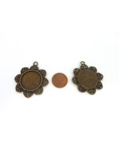 Support cabochon forme fleur pour cabochon de 20mm en métal de couleur bronze 2