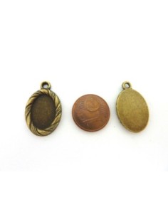 Support cabochon ovale strié pour cabochon de 10 X 14mm en métal de couleur bronze 2