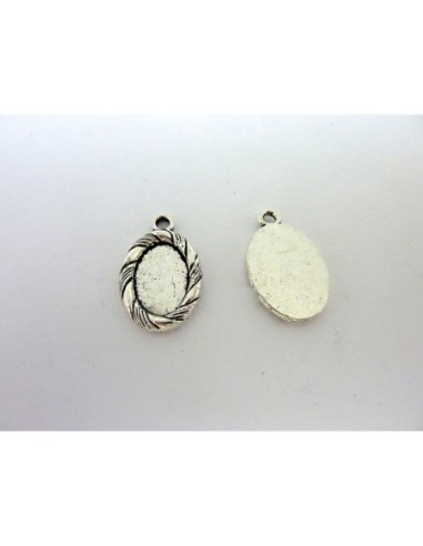 Support cabochon ovale strié pour cabochon de 10mm X 14mm 