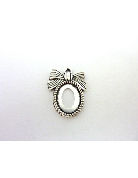 4 Supports cabochon ovale noeud pour cabochon de 10 X 14mm en métal argenté