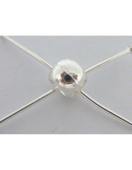 R-20 Perles ronde lisse 4 trous 7mm en métal argenté brillant