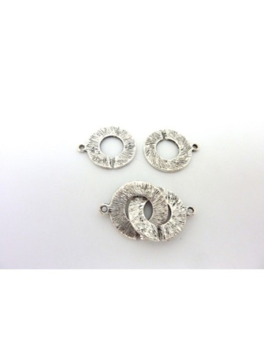 R-10 Fermoirs rond 20mm strié en métal argenté...