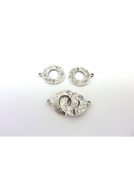 R-10 Fermoirs rond 20mm strié en métal argenté vieilli style menotteR-