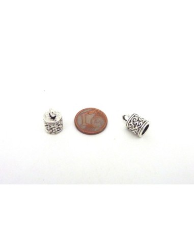 embout pour cordon 6mm en métal argenté style ethnique
