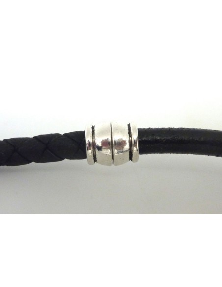 Fermoir aimanté tube tonneau pour cordon de 6mm en métal argenté