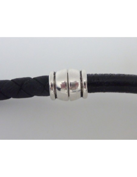 Fermoir aimanté tube tonneau pour cordon de 6mm en métal argenté