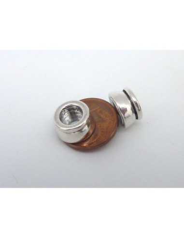 Fermoir aimanté tube tonneau pour cordon de 6mm en métal argenté