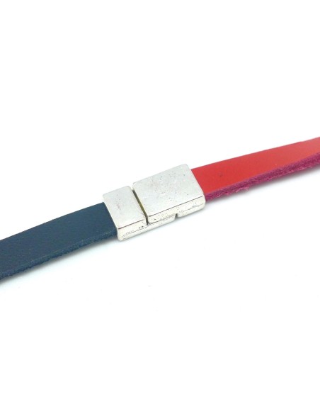 Fermoir aimanté pour lanière de 6mm en métal argenté