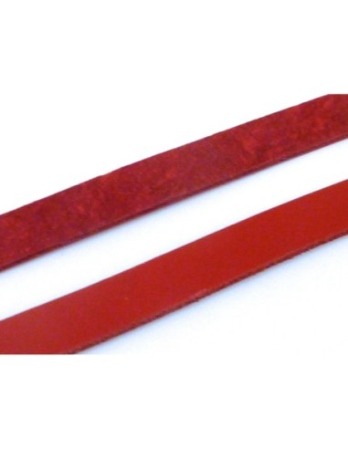 R-20cm Cuir plat largeur 9,8mm de couleur rouge - CUIR VERITABLE