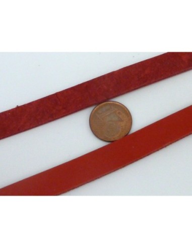 R-20cm Cuir plat largeur 9,8mm de couleur rouge...
