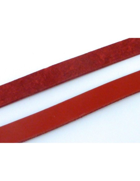 R-20cm Cuir plat largeur 9,8mm de couleur rouge - CUIR VERITABLE