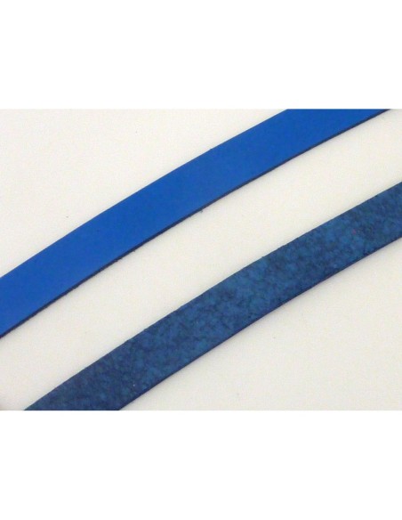 R-20cm Cuir plat largeur 9,4mm de couleur bleu roi - CUIR VERITABLE