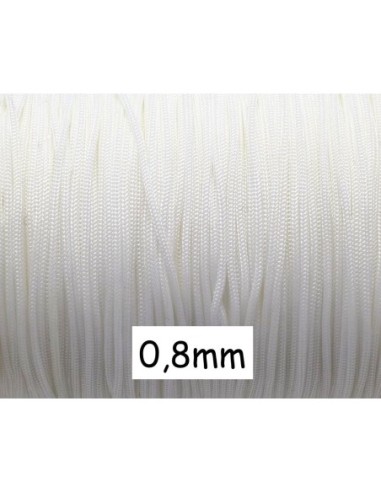 Cordon polyester tressé blanc 0,8mm pas cher