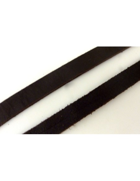 20cm Cuir plat largeur 9,9mm de couleur marron foncé - CUIR VERITABLE