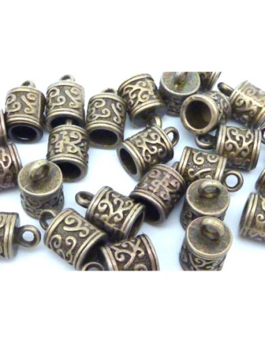 Embout bronze style ethnique pour cordon de 6mm