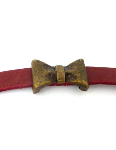 perle passant noeud pour lanière 10mm en métal de couleur bronze