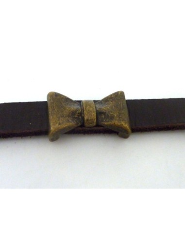 perle passant noeud pour lanière 10mm en métal de couleur bronze