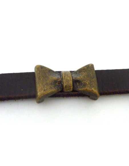perle passant noeud pour lanière 10mm en métal de couleur bronze