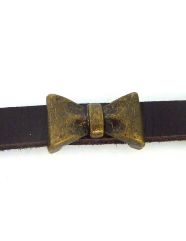 perle passant noeud pour lanière de 10mm en métal de couleur bronze
