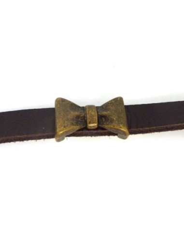 perle passant noeud pour lanière de 10mm en métal de couleur bronze