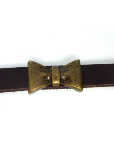 perle passant noeud pour lanière de 10mm en métal de couleur bronze
