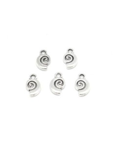 Lot de 20 Breloques escargot, pendentif escargot spirale en métal argenté 12mm x 7mm