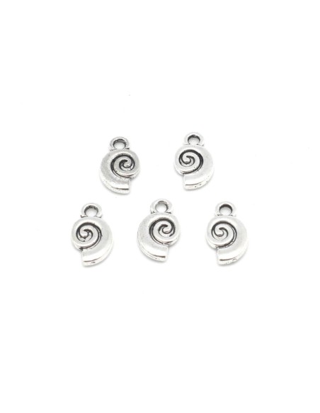 Lot de 20 Breloques escargot, pendentif escargot spirale en métal argenté 12mm x 7mm Lot de 20 Breloques escargot, pendentif escargot spirale en métal argenté 12mm x 7mm