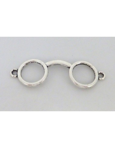 Perle connecteur lunette argenté