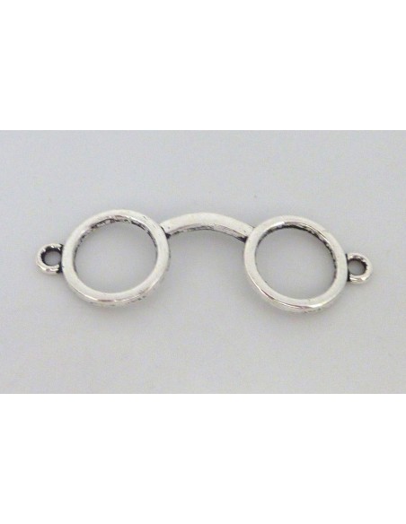 Perle connecteur lunette argenté