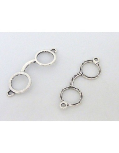 Breloque lunette rétro en métal argenté