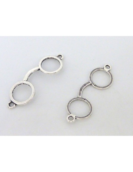 Breloque lunette rétro en métal argenté