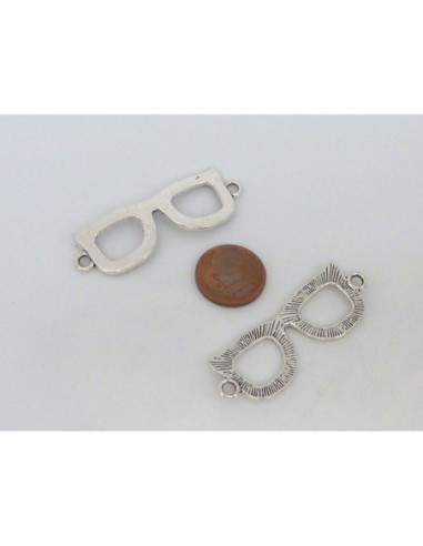 Breloque lunette en métal argenté