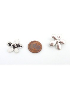 Lot de 3 Perles 3 trous, passant fleur, marguerite en métal argenté 18,3mm 2