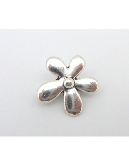 Perle fleur argenté 3 trous pour cordon de 3mm