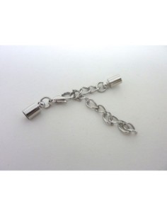 2 Fermoirs mousqueton embout rond pour fil de 4mm en métal argenté avec chaine de rallonge 2