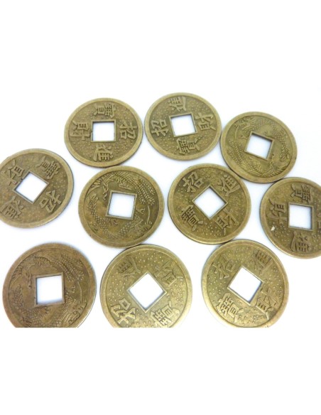 Grande perle intercalaire motif signe chinoise 23,4mm en métal de couleur bronze