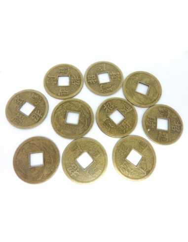 Perle intercalaire pièce chinoise 23,4mm en métal de couleur bronze