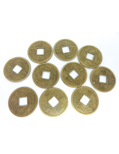 Perle intercalaire pièce chinoise 23,4mm en métal de couleur bronze