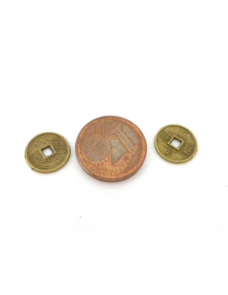 100 Petites Perles intercalaires pièces chinoises 10mm en métal de couleur bronze, vieil or mat