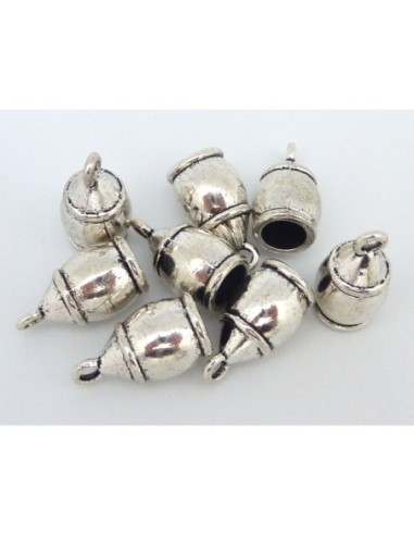 2 Embouts pour cordon de 7mm en métal argenté