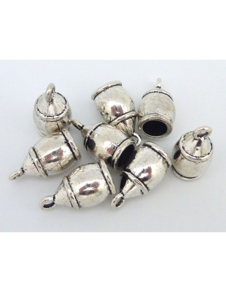 2 Embouts pour cordon de 7mm en métal argenté